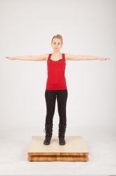 Whole Body Woman White Casual Slim Female Studio Poses